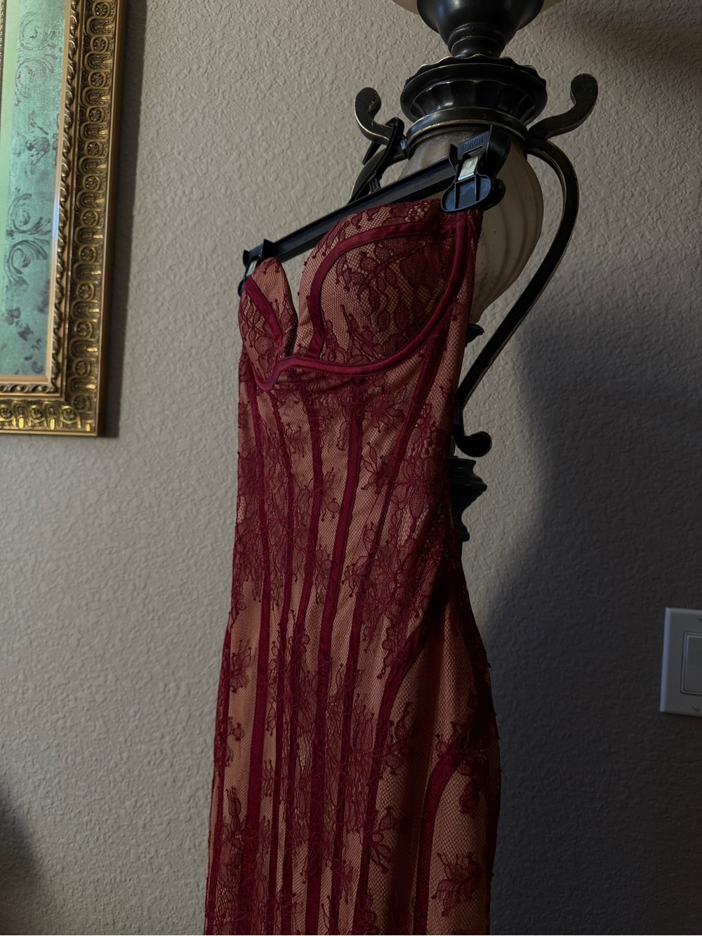 Babyboo Sian Burgundy Floral Lace Corset Maxi Dress | Size S | Worn Once - Picture 10 of 16